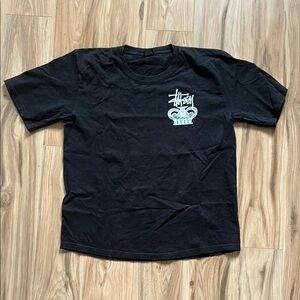 Stussy Black Tee with White Logo